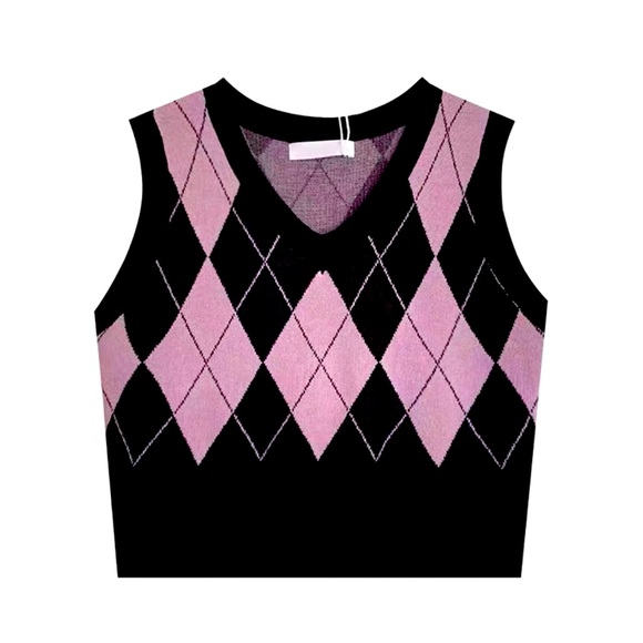 Other - Black & pink checked Knit Vest
